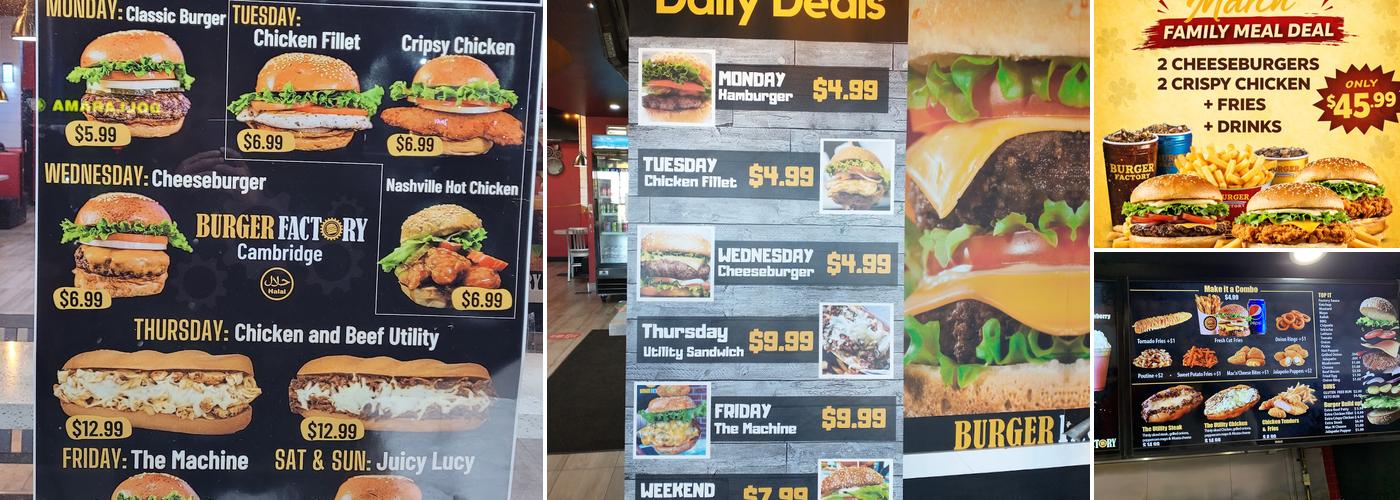 Burger Factory Cambridge Menu
