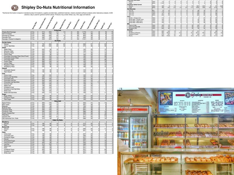 Shipley Do-Nuts Menu