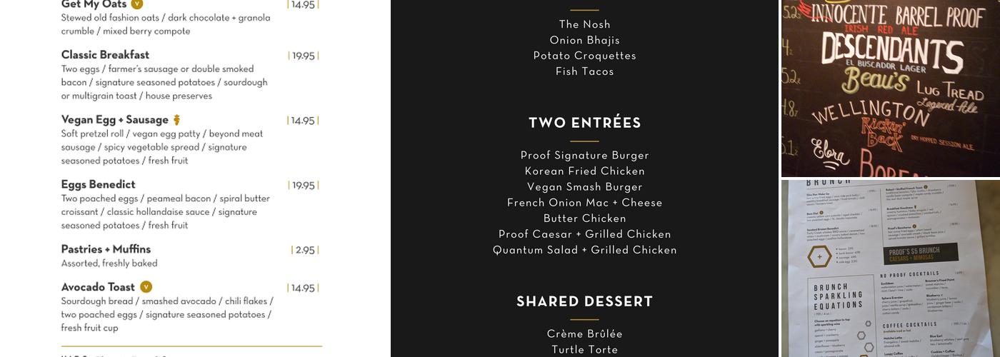 Proof Kitchen + Lounge Menu
