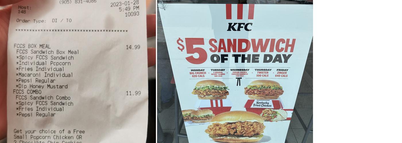 KFC Menu