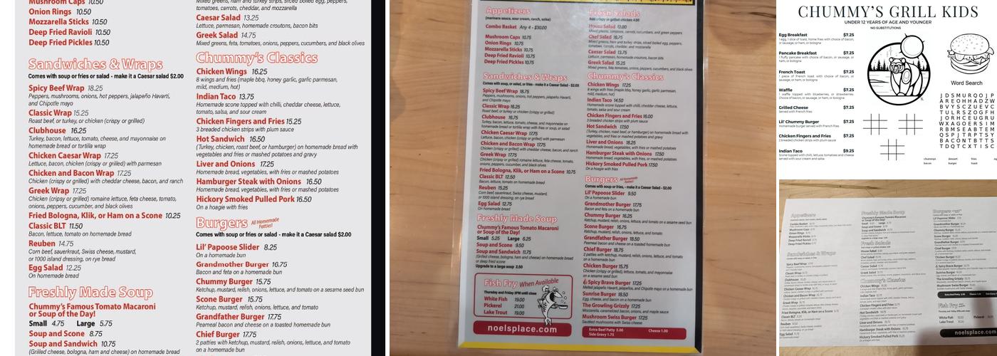 Chummy's Grill Menu