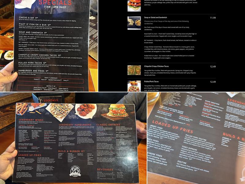 Legends Tavern Menu