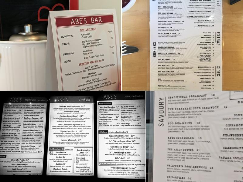 Abe's Diner Menu