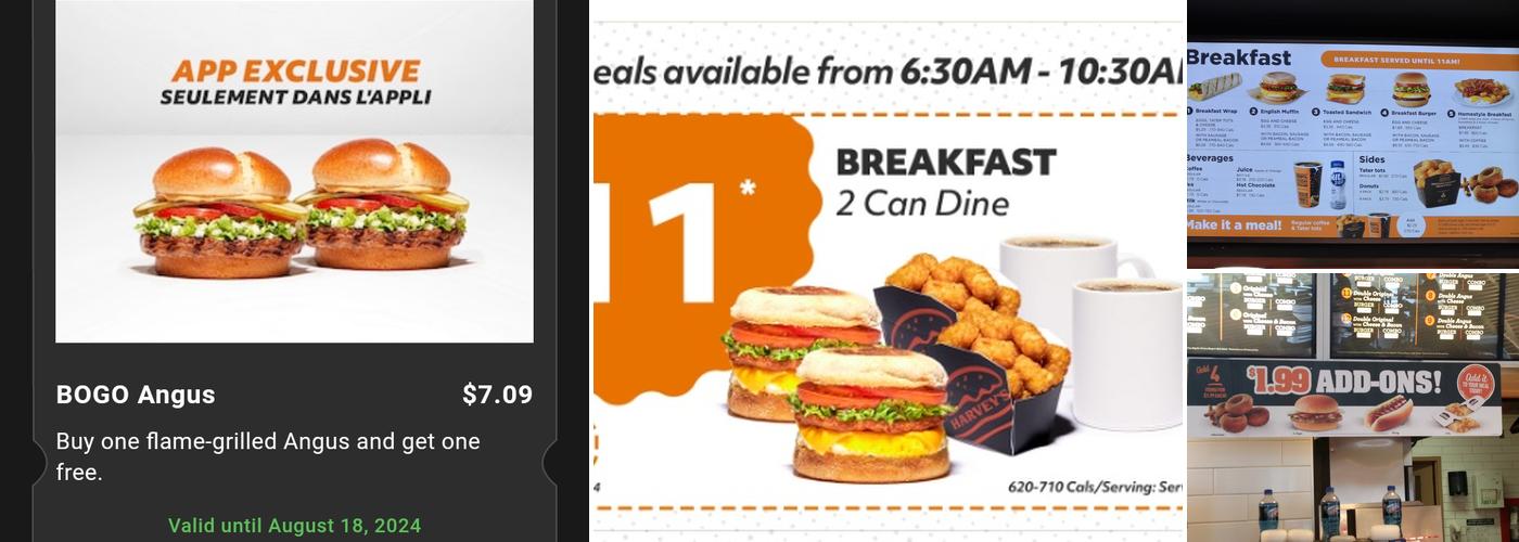 Harvey's Menu