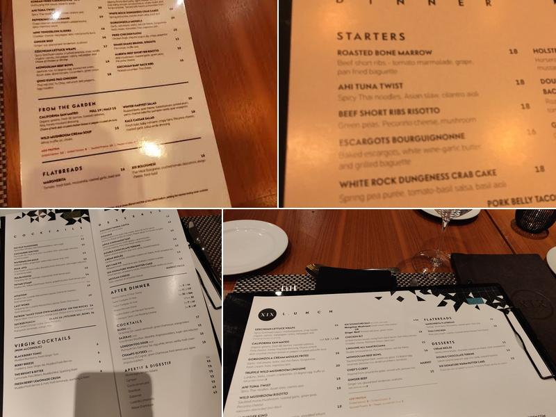 XIX Nineteen Menu