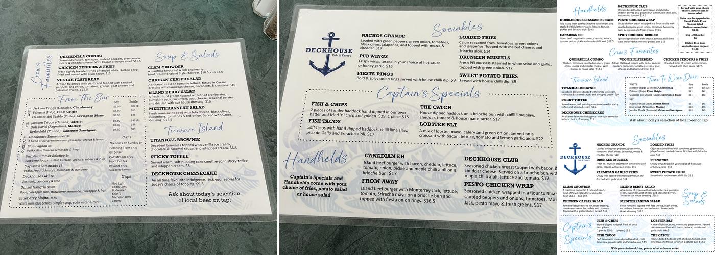 Deckhouse Menu