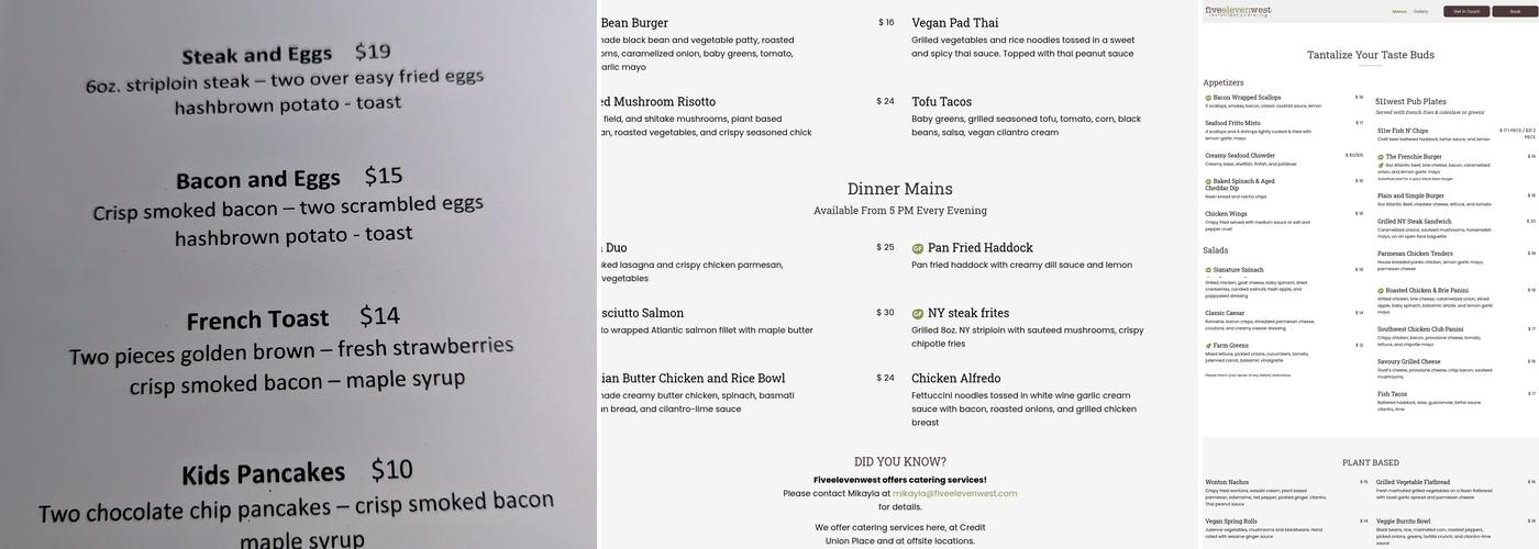 Fiveeleven West Menu