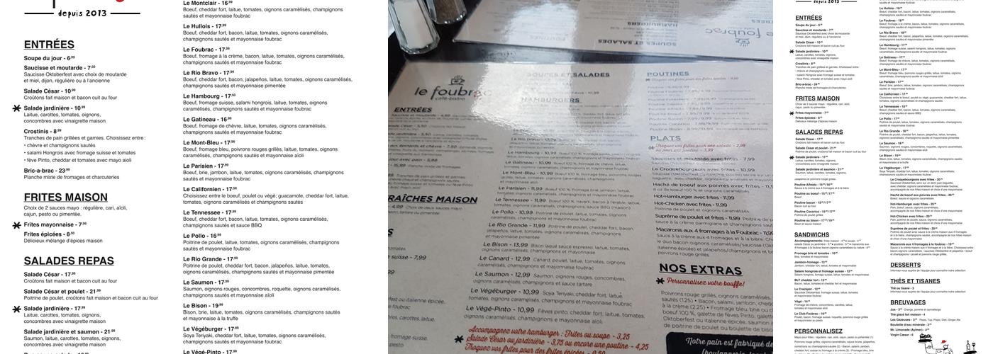 Le Foubrac Menu