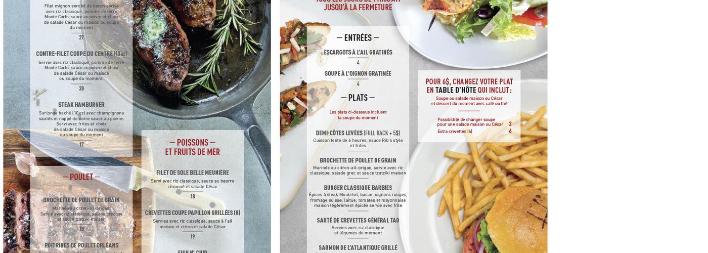 Barbies Resto Bar Grill Menu