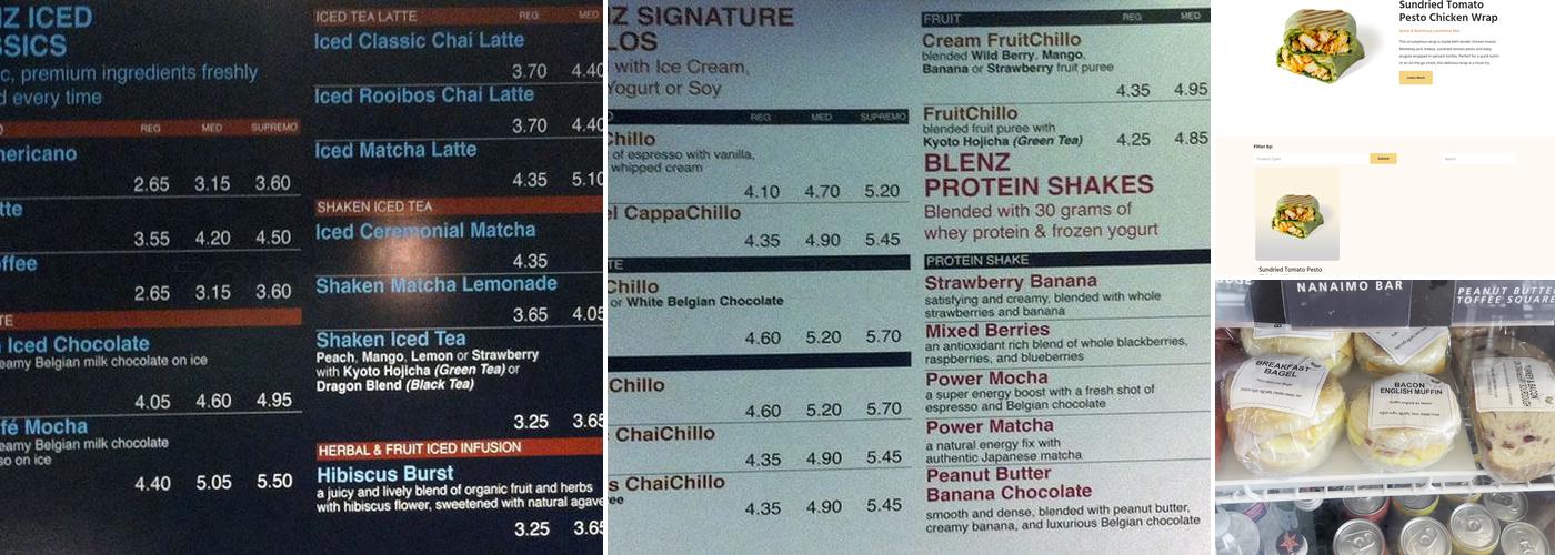 Blenz Coffee Menu