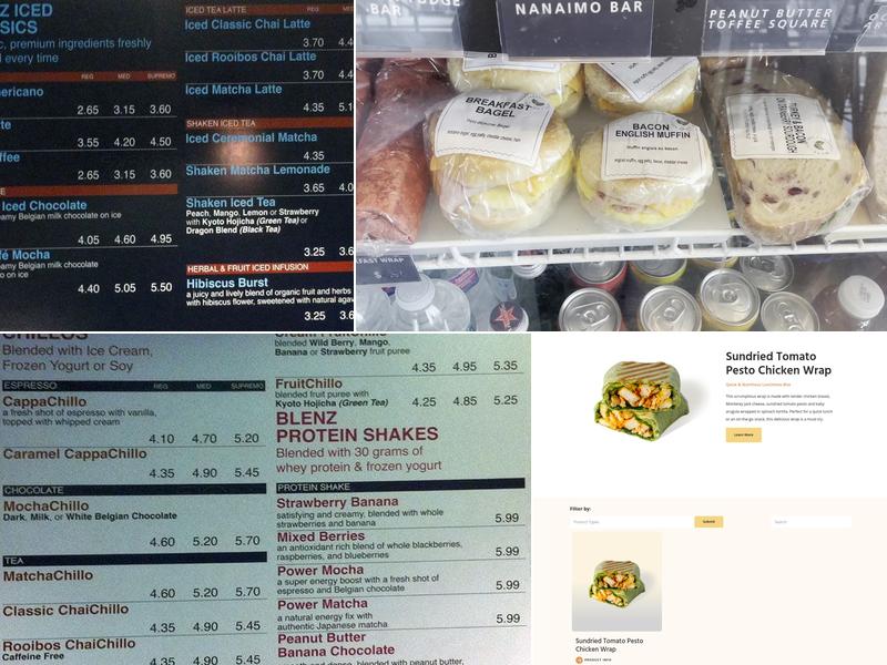 Blenz Coffee Menu