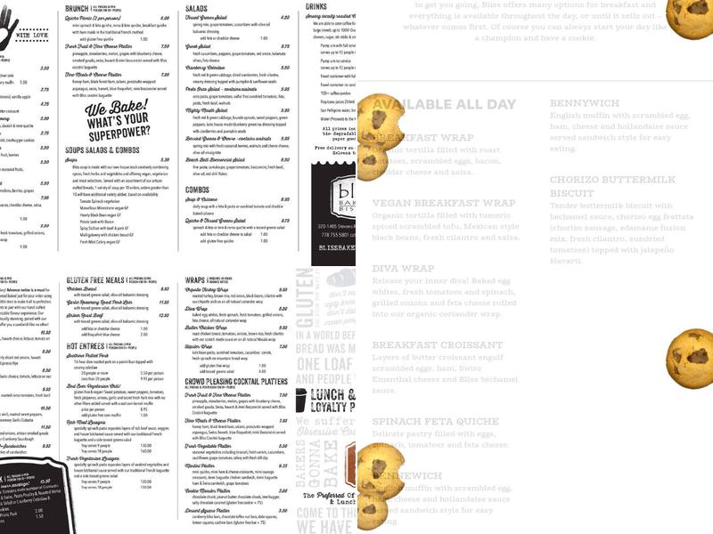 Bliss Bakery - Kitchen Menu