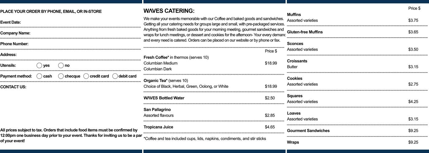 Waves Coffee House - Pitt Meadows Menu