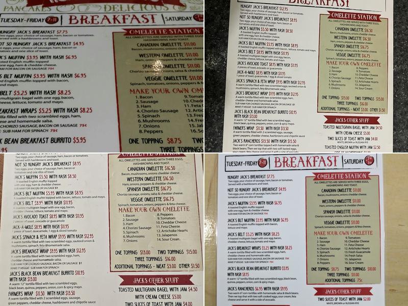 Hungry Jacks Cafe Menu