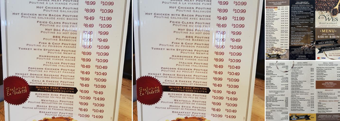 Cafe Chez Wes Menu