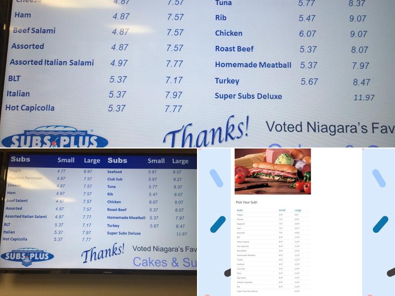 Subs Plus Menu