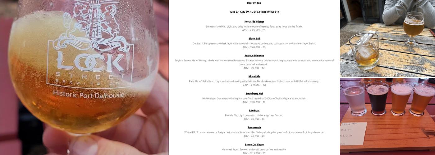 Lock Street Brewing Company Menu
