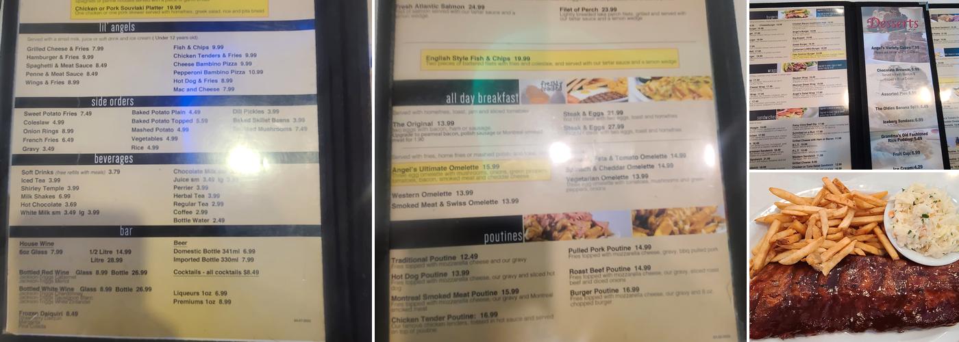 Angel's Diner Menu