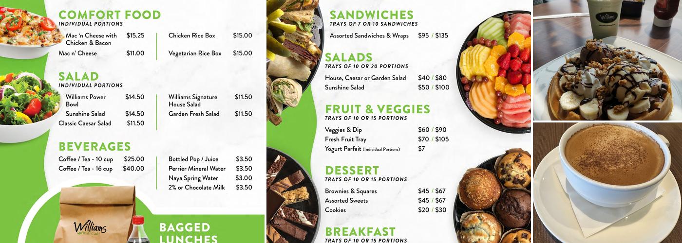 Williams Fresh Cafe Menu