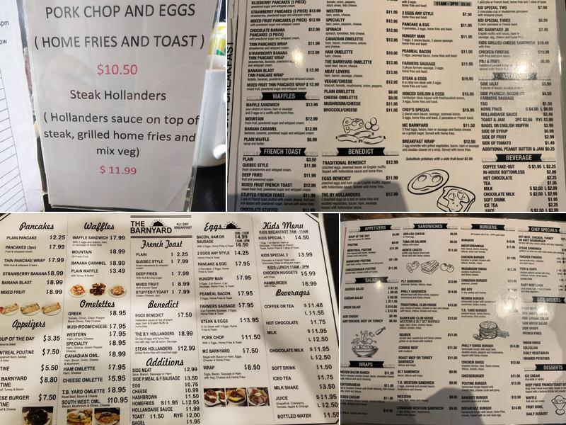 The BarnYard Menu