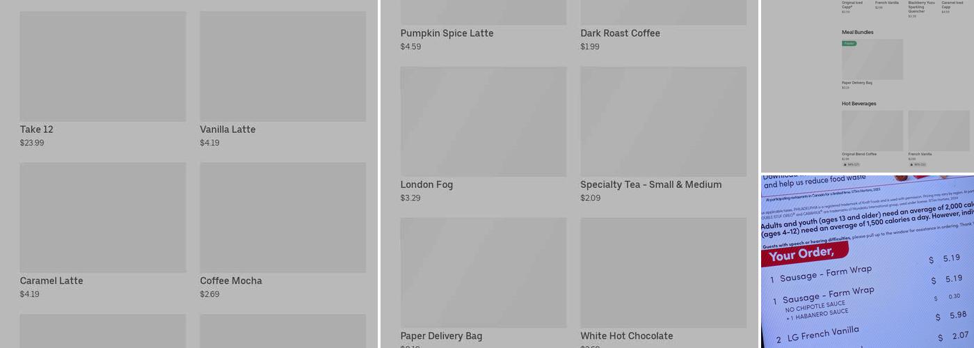 Tim Hortons Menu