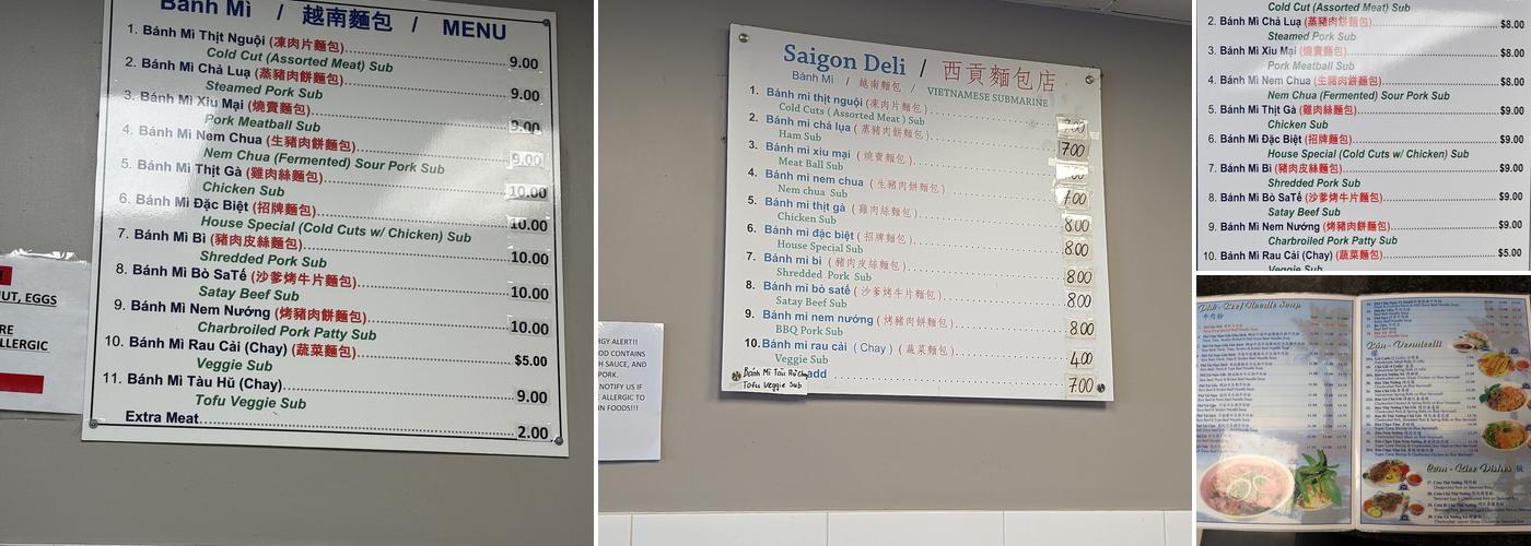 Saigon Deli Menu