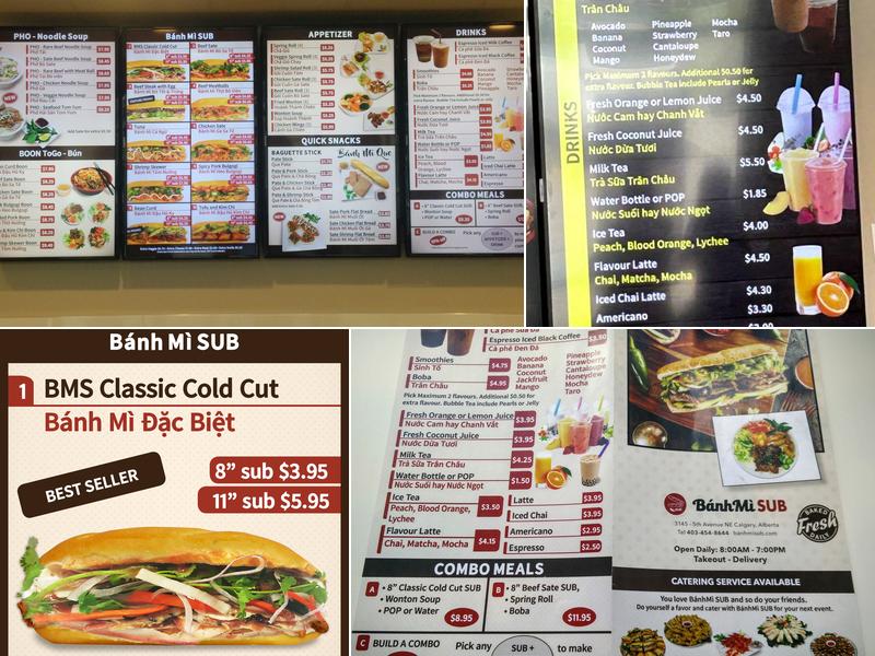 BánhMì SUB Menu