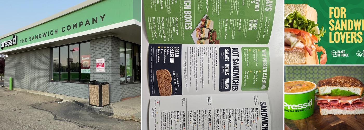 Press'd Sandwich Shop Menu