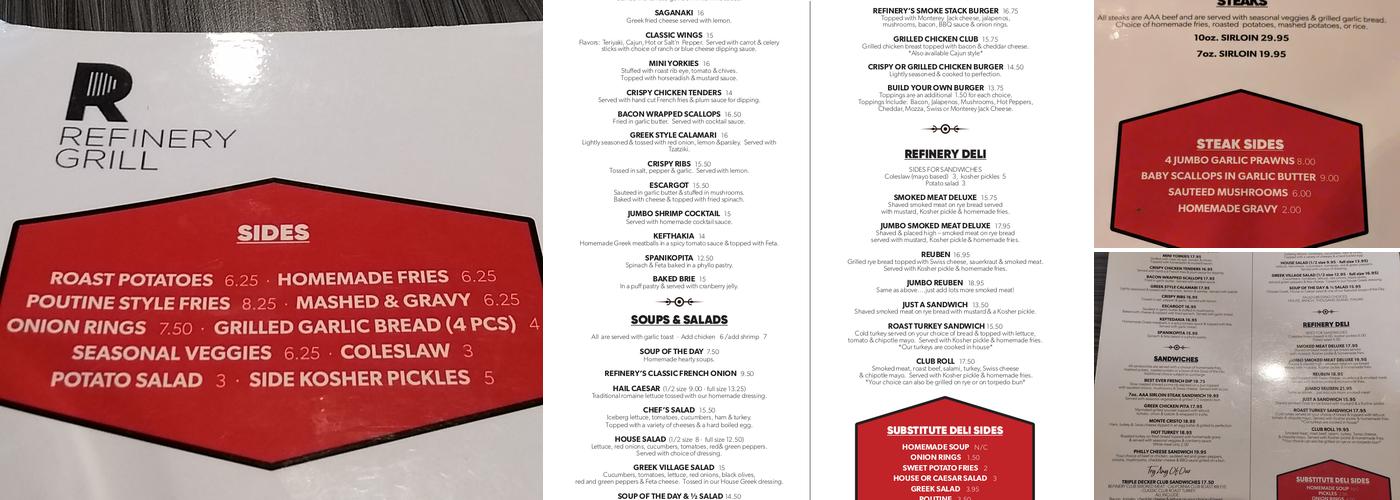 Refinery Grill Menu