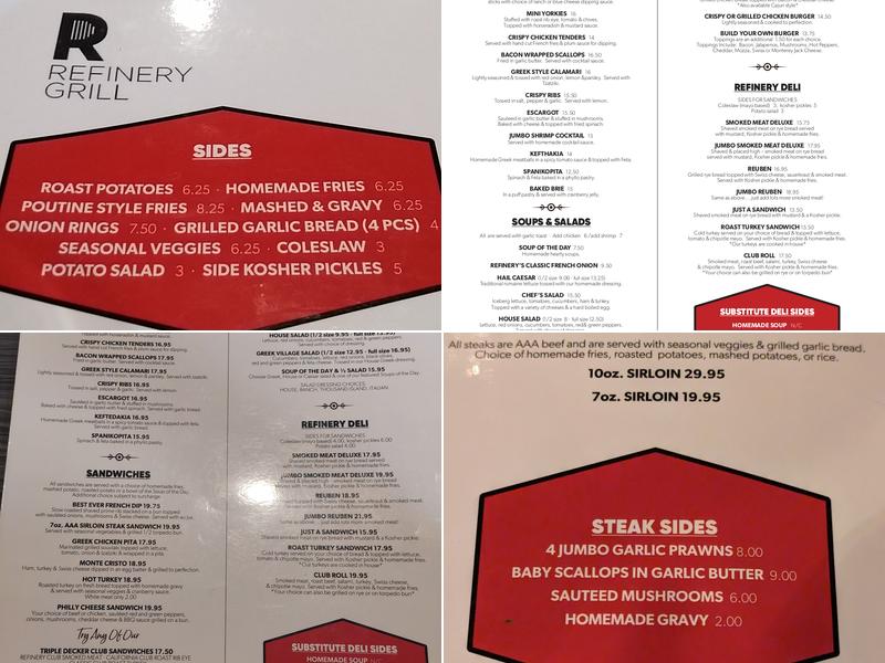 Refinery Grill Menu