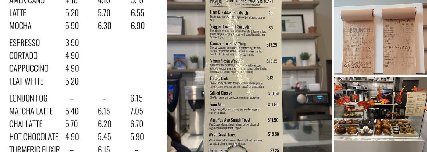 Prado Cafe Menu