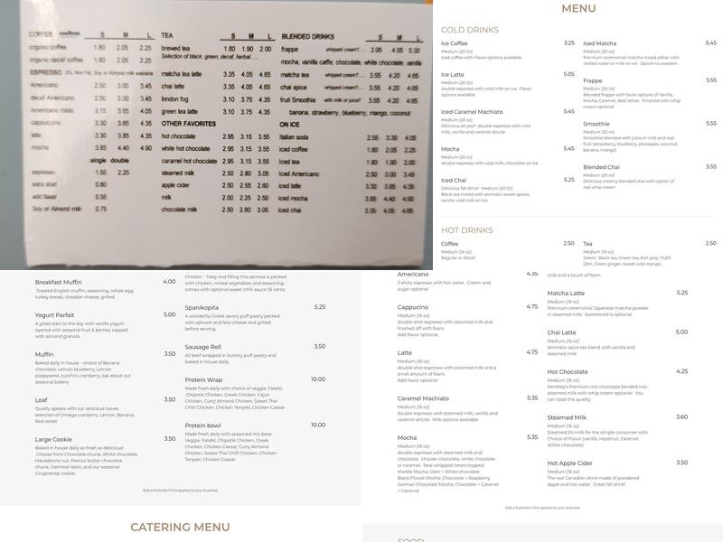 Cafe Central Menu