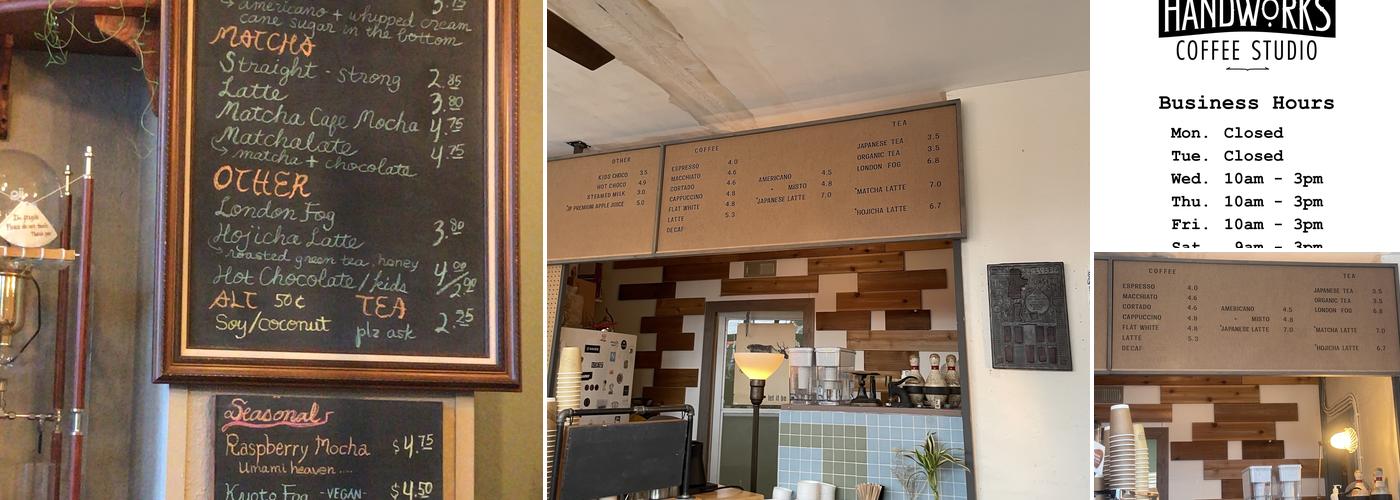 Handworks Coffee Studio Menu