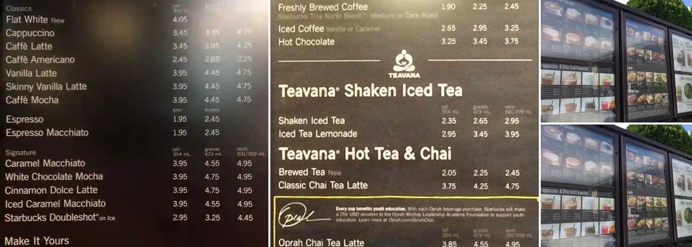 Starbucks Menu