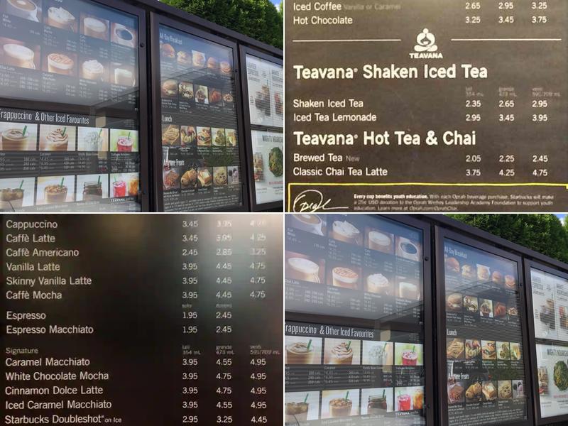 Starbucks Menu