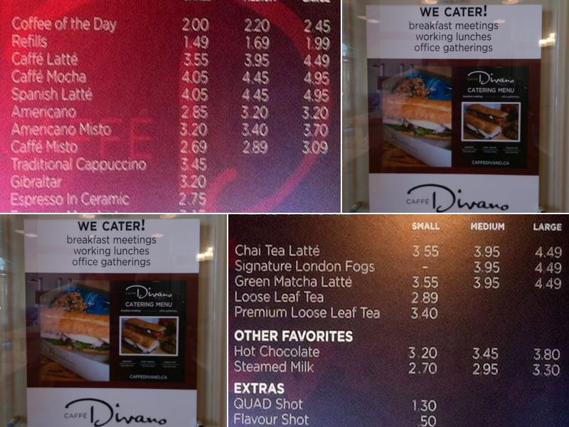 Caffe Divano Menu