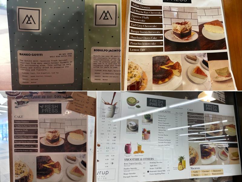 Fresh Press Coffee Bar Menu