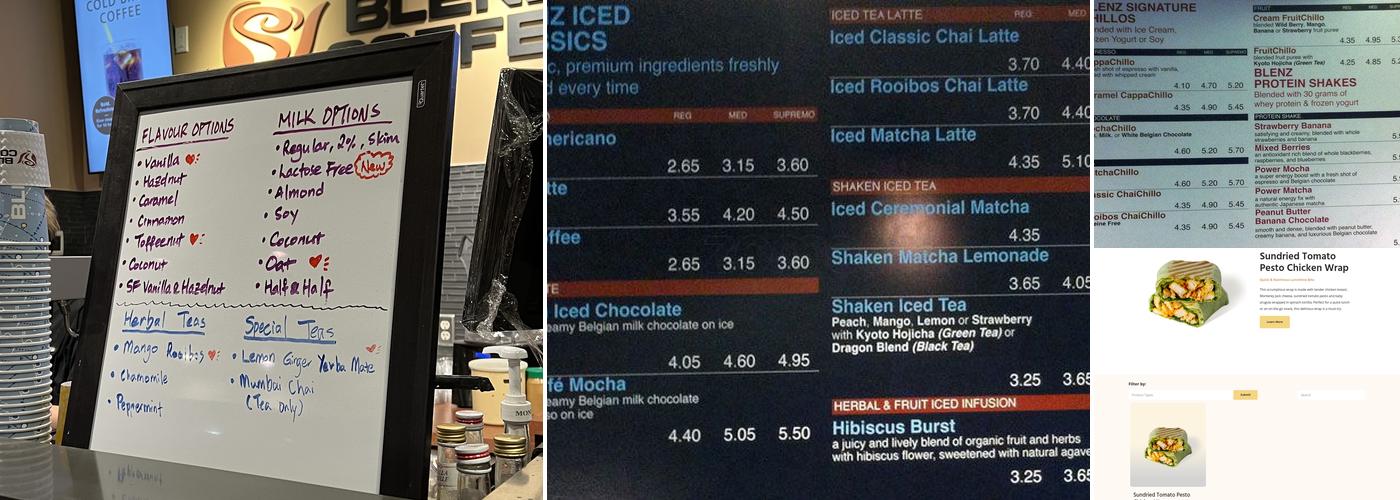 Blenz Coffee Menu