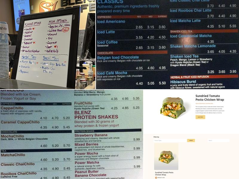 Blenz Coffee Menu