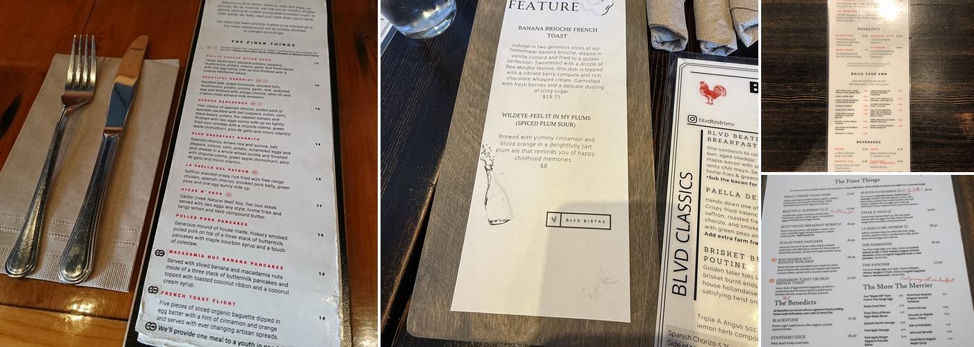 BLVD Bistro Menu