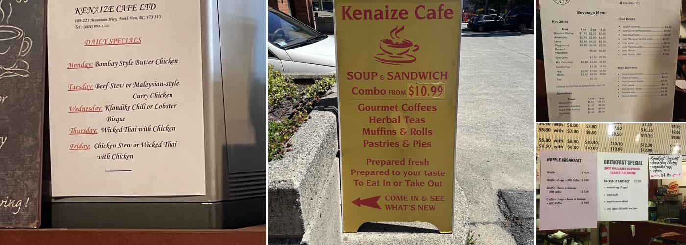 Kenaize Cafe Ltd Menu