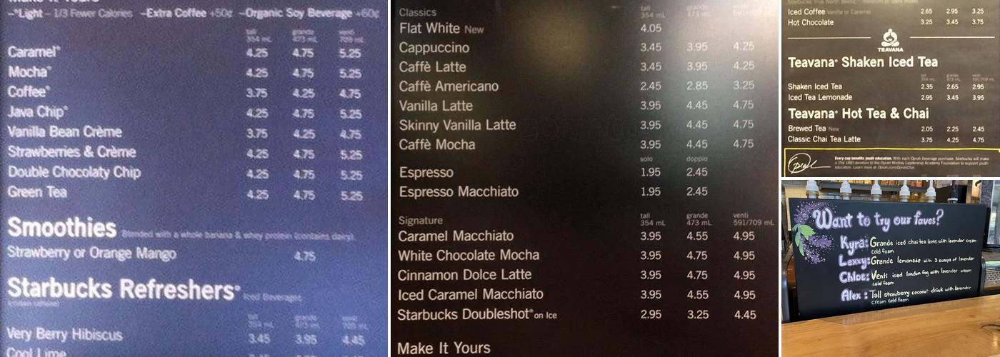 Starbucks Menu