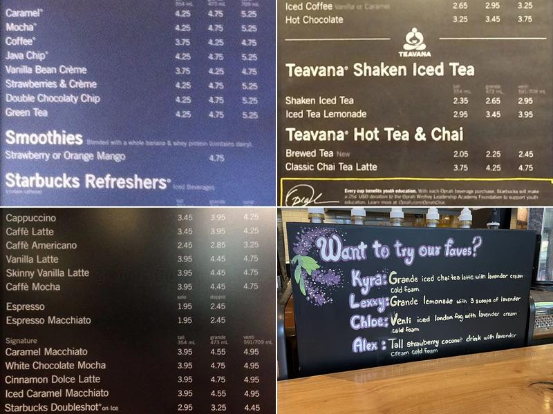 Starbucks Menu