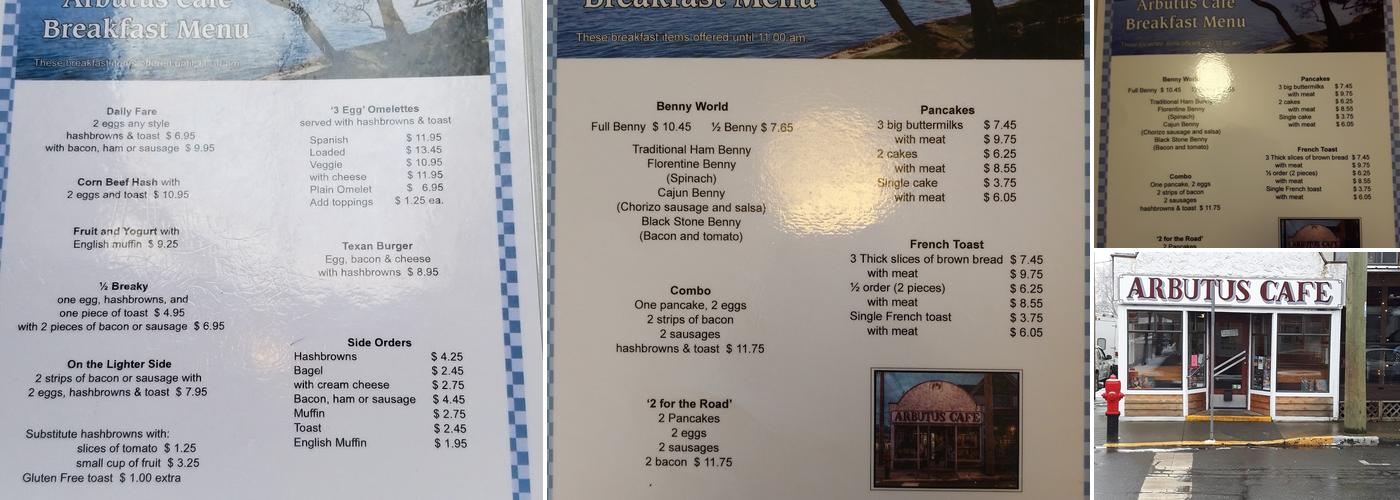 Arbutus Cafe Menu