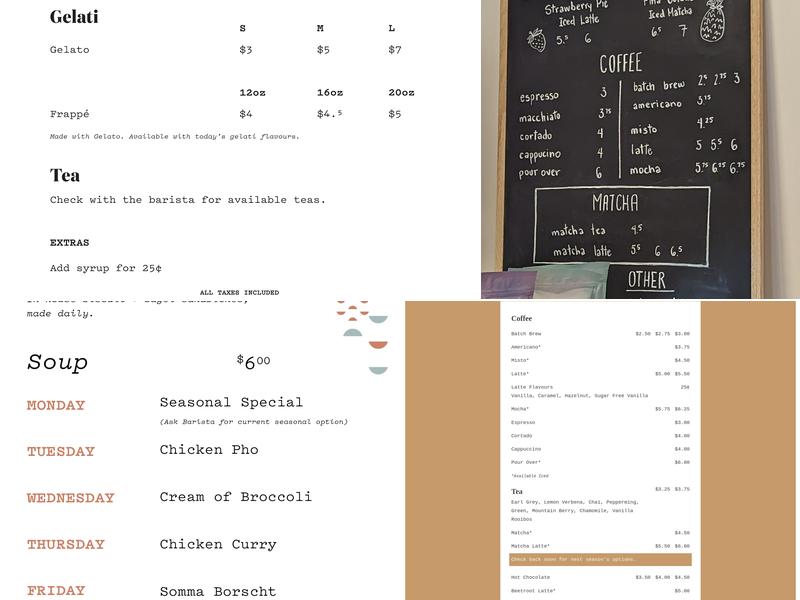 Whitecap Coffee Menu