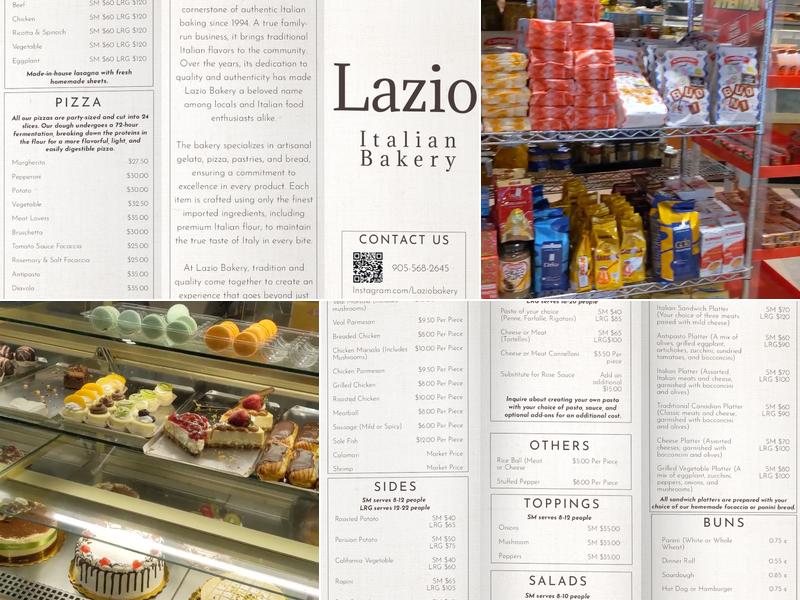 Lazio Italian Bakery Menu
