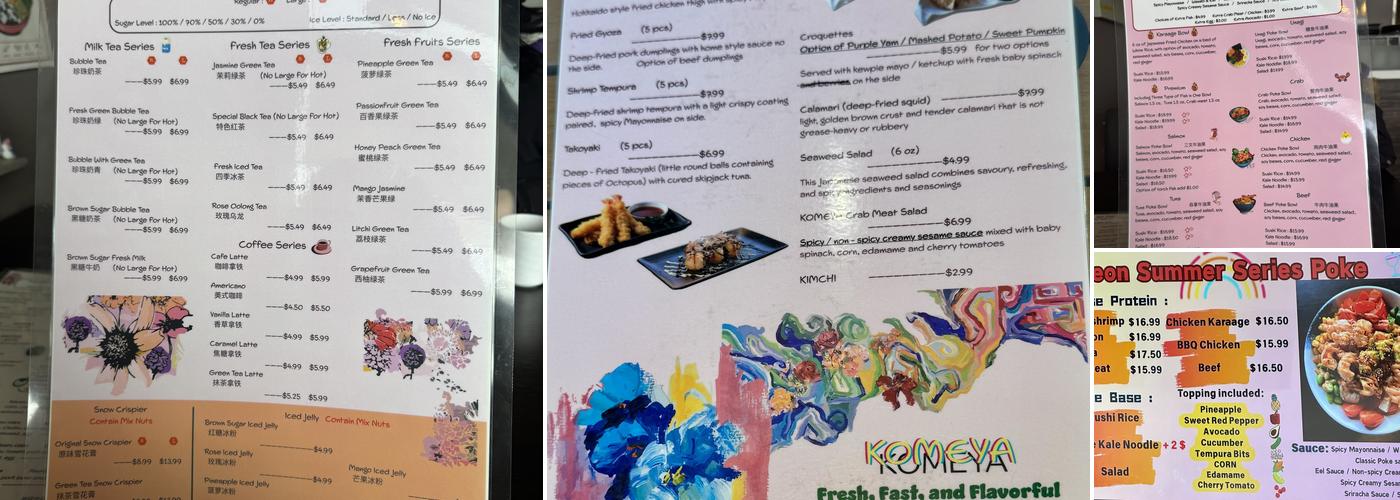 Komeya Menu