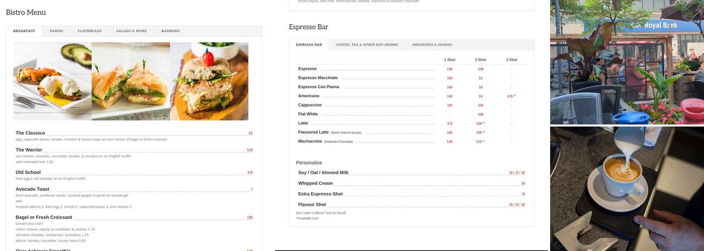 Capistrano Bistro & Espresso Bar Menu