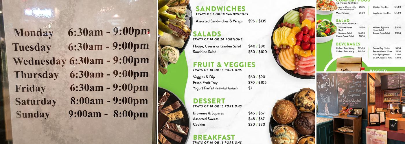 Williams Fresh Cafe Menu
