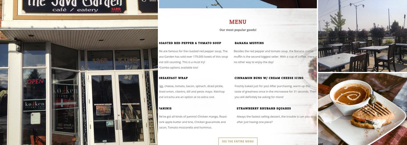 The Java Garden Menu